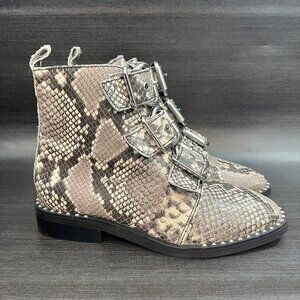 Steve Madden ReCharge Ankle Boots Booties Buckle slip‎ on snake print shoes